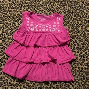 Mini Boden girls size 8-9 Fuchsia Floral Ruffle Tank Top